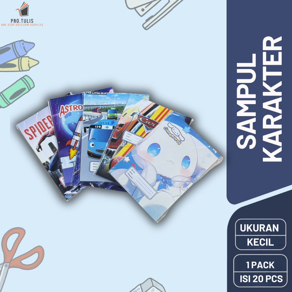 

(ISI 20 LEMBAR) Sampul Buku Fancy Karakter Lucu CEWEK/COWOK Bahan Tebal / Ukuran Kwarto (Kecil)