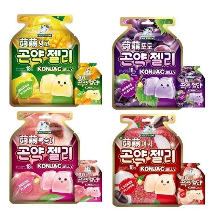 

Dolphin Konjac Jelly Grape Peach Lychee Mango 15s | Jeli rasa buah | Import Malaysia |