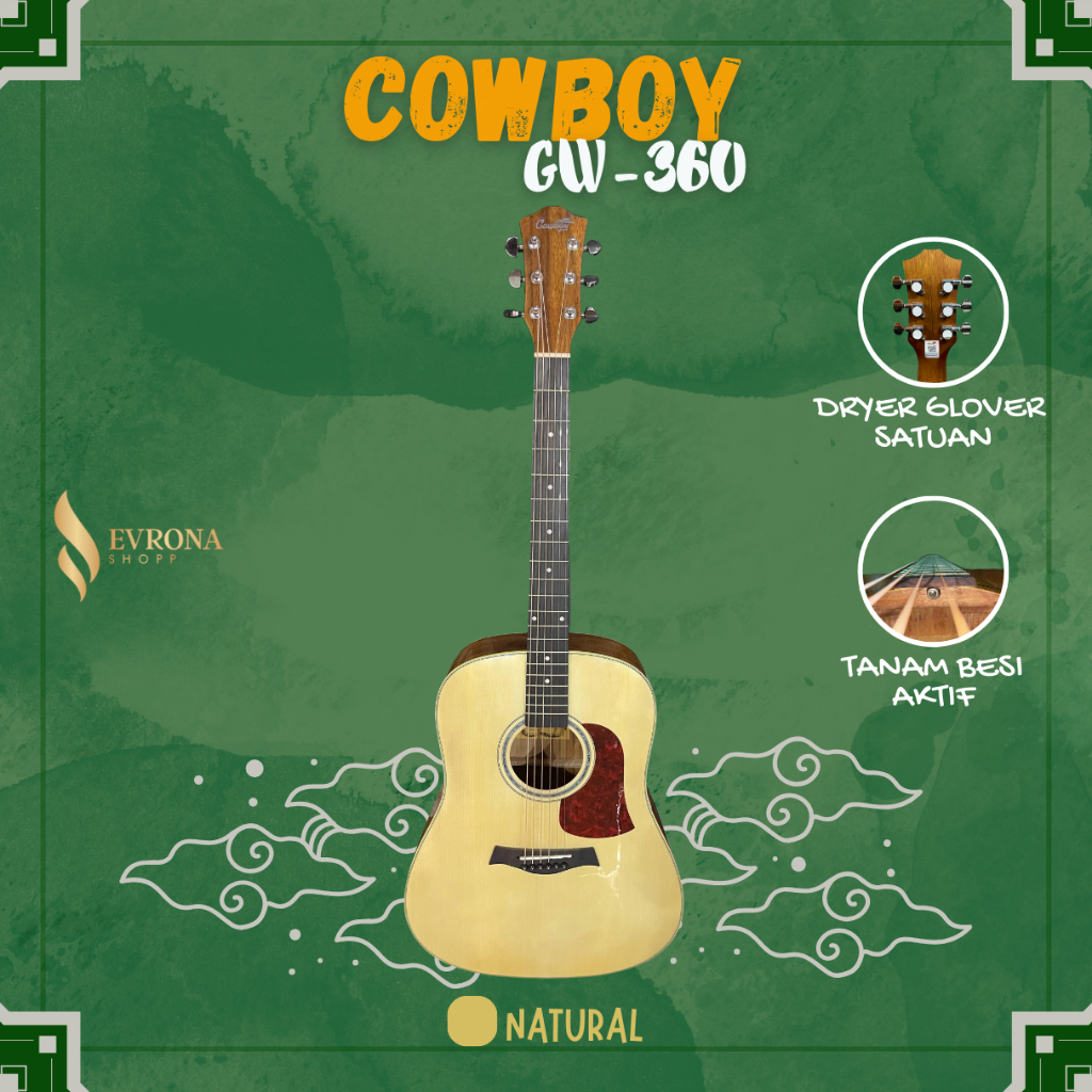 COWBOY - GW 360 Original / Gitar Cowboy Akustik High Quality Bonus tas pick