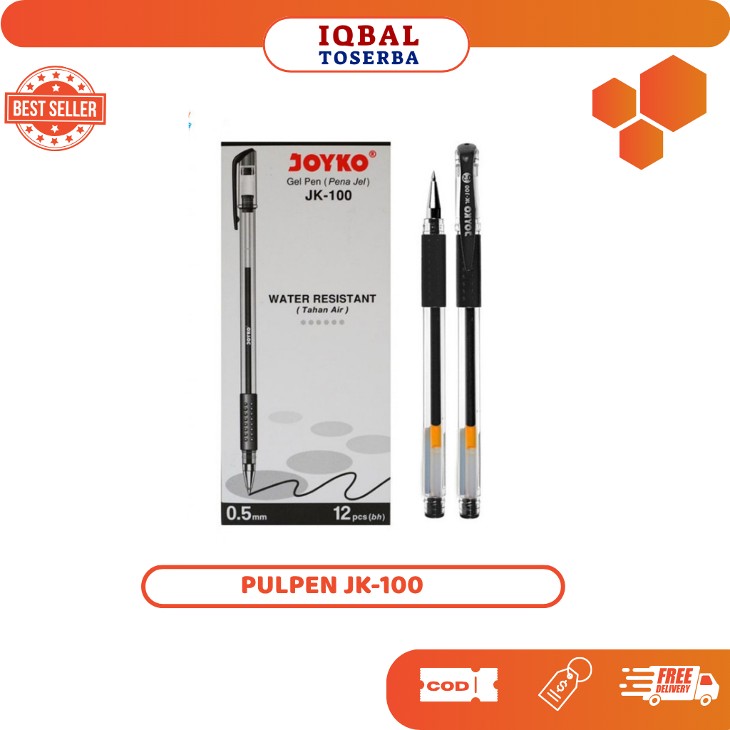 

Joyko Pulpen Gel King Jeller JK-100 Black 0.5mm 1box isi 12 pcs