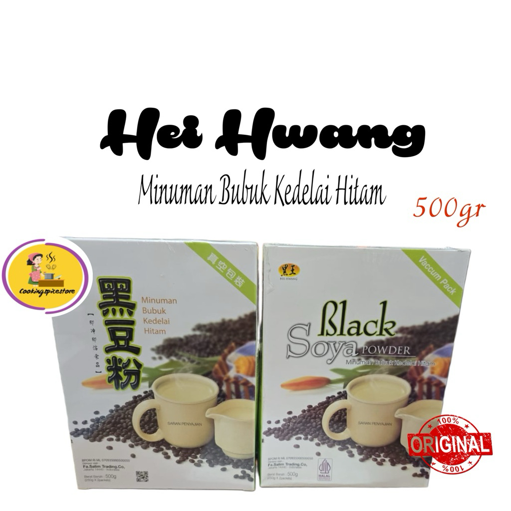 

Hei Hwang Minuman Bubuk Kedelai Hitam 500g – Black Soya + Black Sesame Powder | Susu Kedelai Instan Sehat Halal