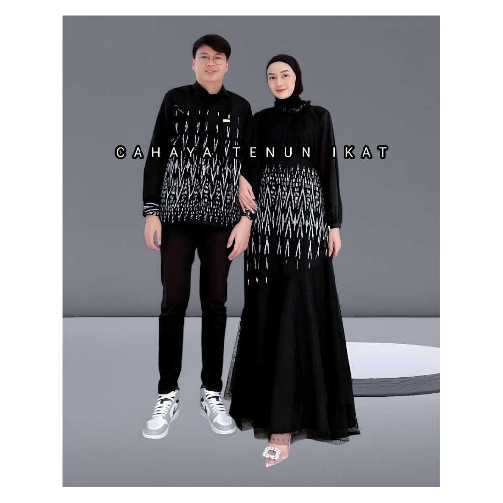 Cahaya Tenun Ikat - Couple Camelia Dress Tenun Terbaru, Baju Couple Kondangan Baju Pasangan Preweddi