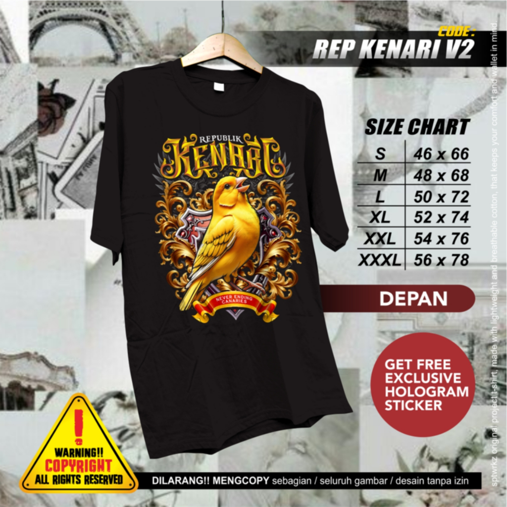 SPTWRKZ | Kaos Burung Kenari "REP KENARI V2" | Kaos Kenari Kicau Mania | Kaos Kicau Mania | Burung