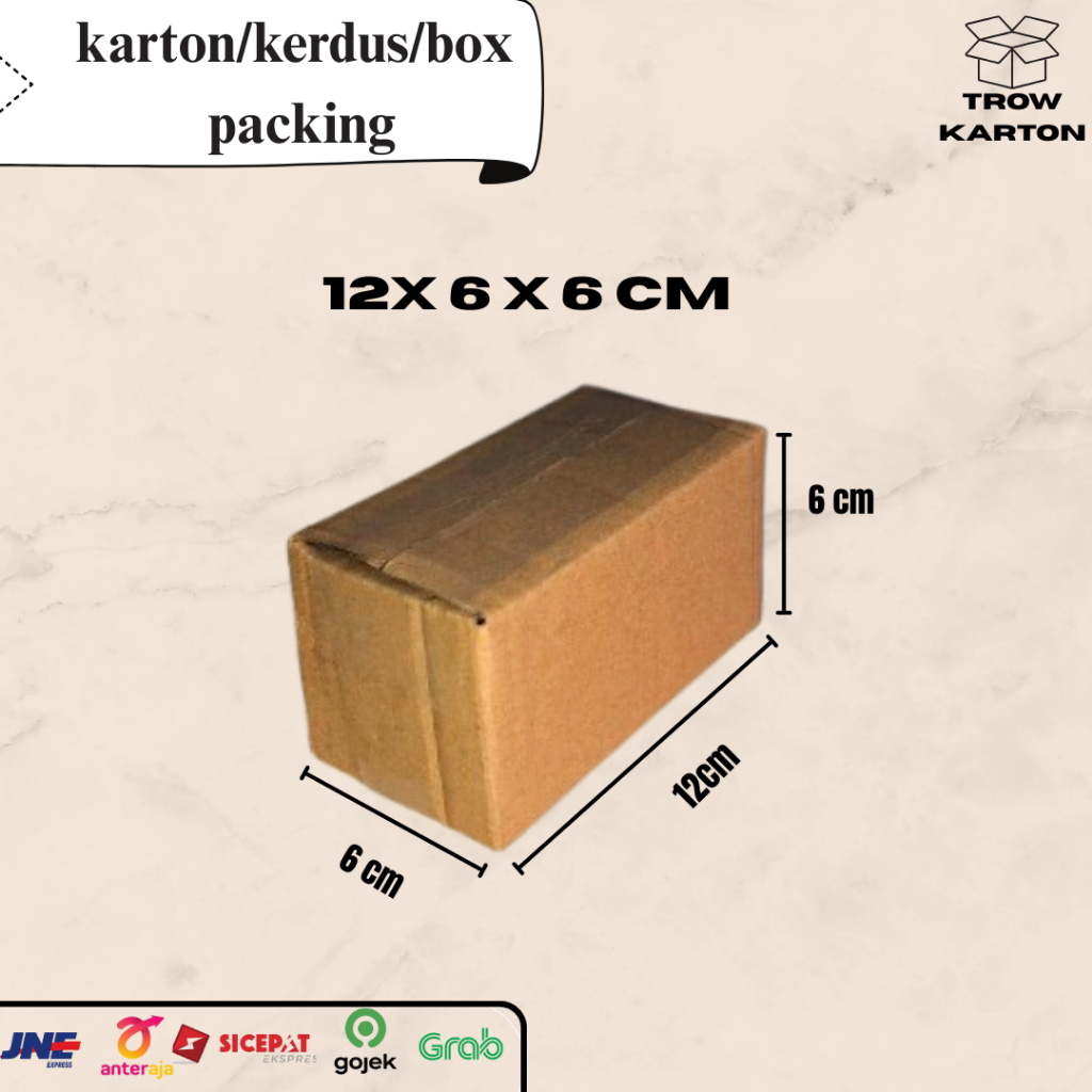 

Kardus/karton box polos packing ukuran 12 X 6 X 6