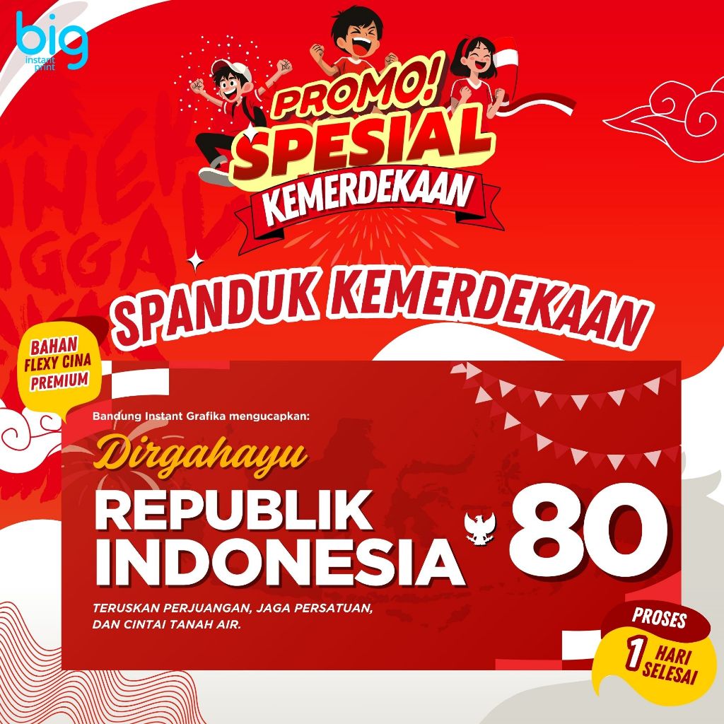 SPANDUK  BANNER HUT RI 80TH/SPANDUK KEMERDEKAAN/DIRGAHAYU