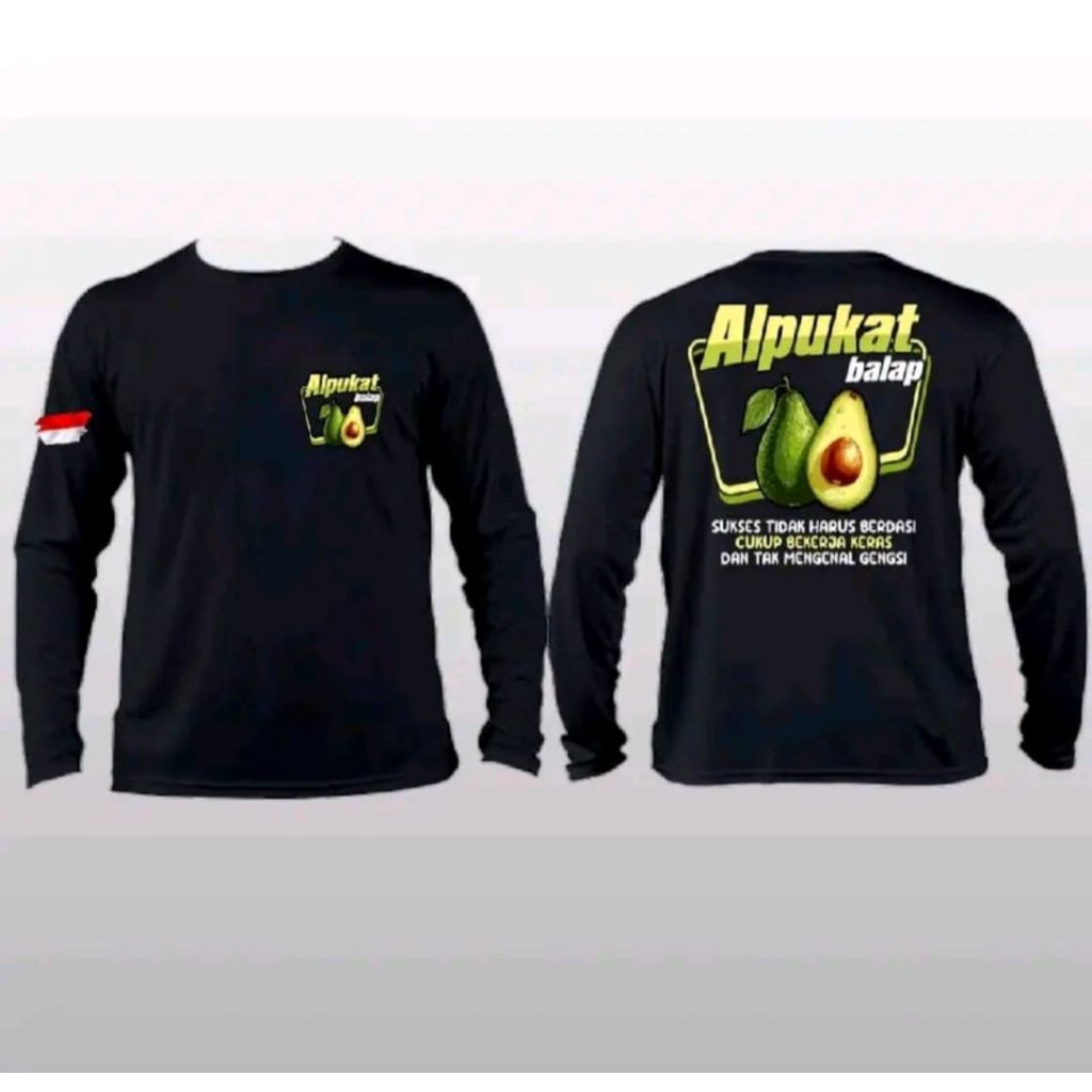 Kaos Lengan Panjang ALPUKAT BALAP Free Nama Baju Hitam Unisex