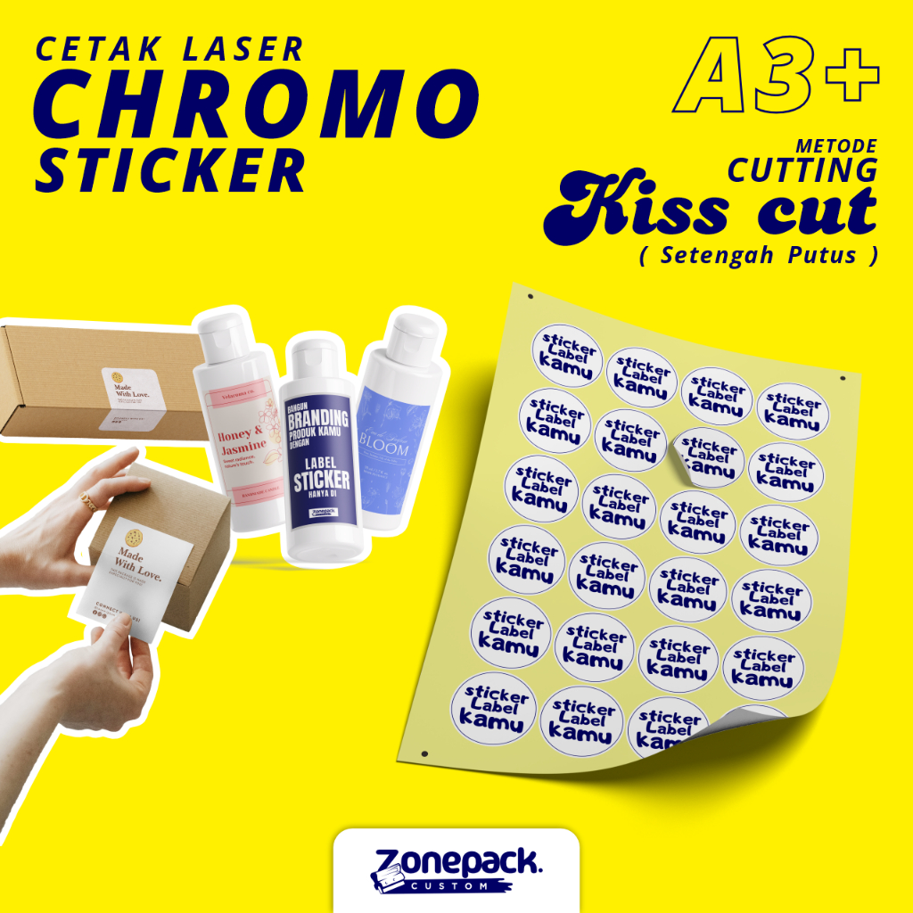 

Cetak Sticker Custom Chromo | KISS CUT (Setengah Putus) | Label Makanan Minuman | Zonepack Custom