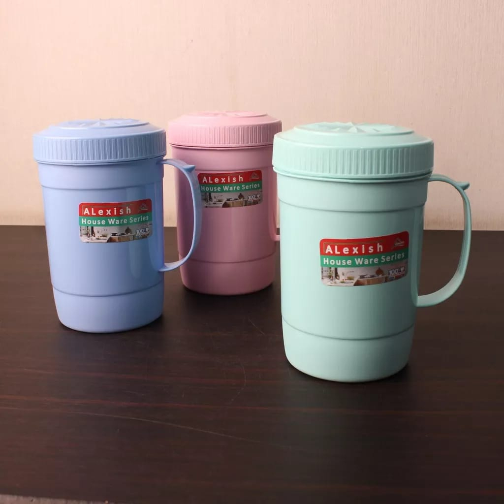 Mug plastik 1 lt Alexis / cangkir plastik | gelas mug tutup drat benji 1liter/gelas 1 liter/mug tutu