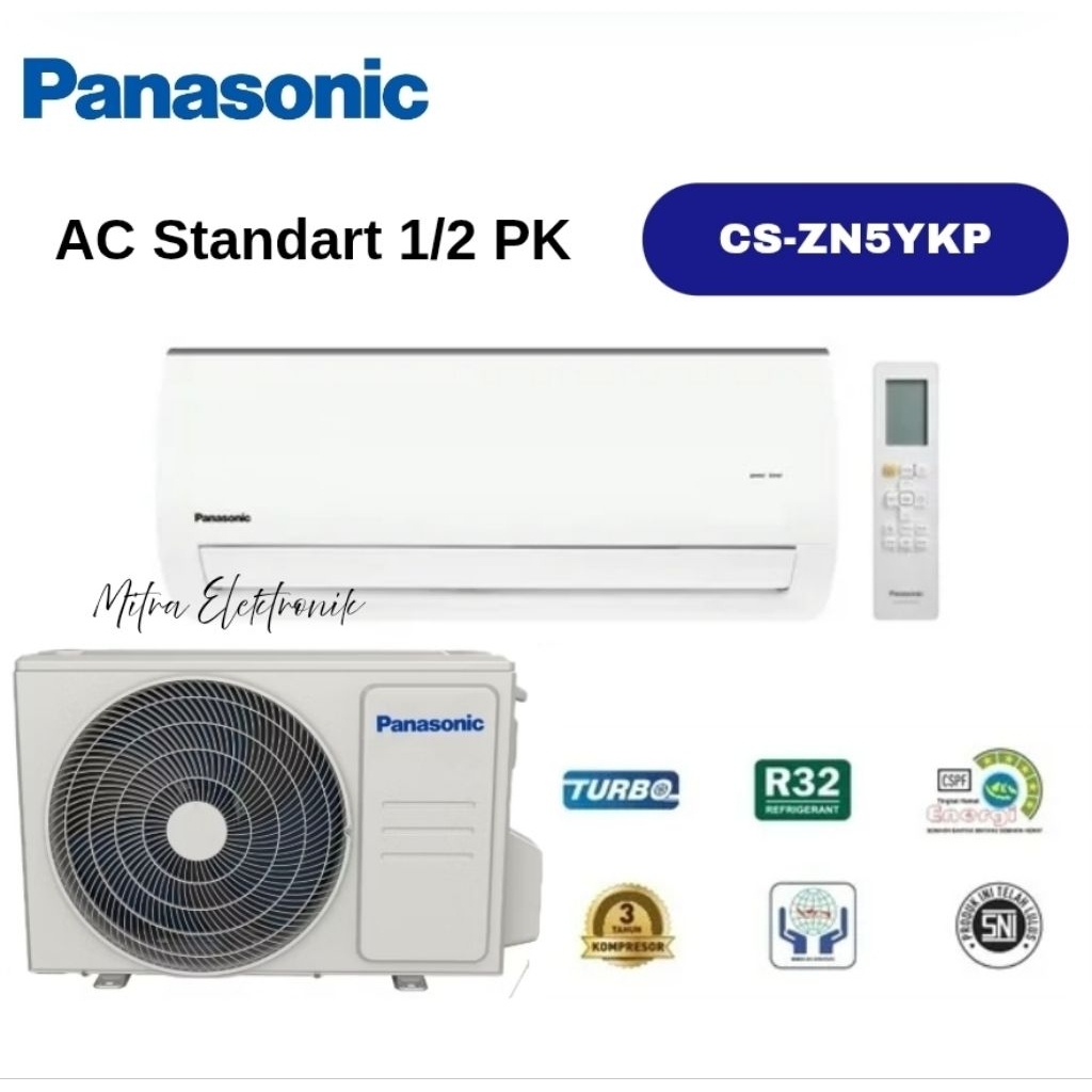 AC Standart Panasonic 1/2pk CS-ZN5YKP Unit Saja Garansi Resmi / Panasonic AC 1/2 pk CS-ZN5YKP
