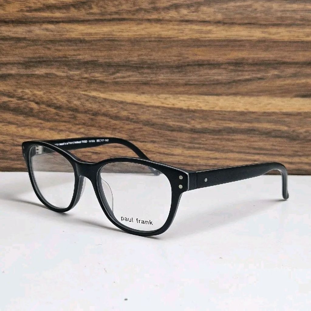 Frame Kacamata Kotak Tebal Pria Wanita Unisex Bahan Asetat Paul Frank RX60 Full Black Original bisa 