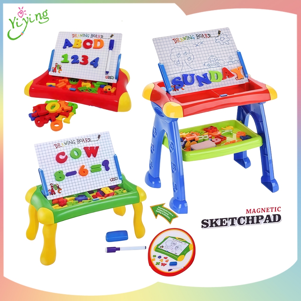 

Meja belajar dan papan tulis magnet anak menggambar dan menulis/Magnetic Learning Table