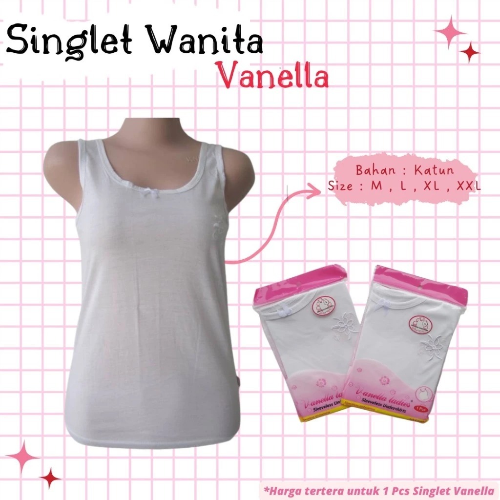 SINGLET Wanita Vanella / Tangtop Wanita Dewasa Kaos Dalam Singlet Remaja Singlet Putih Kaos