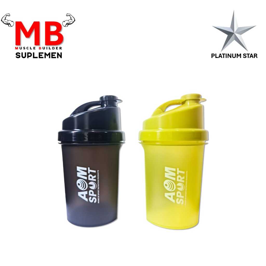 Shaker AOM Sport 600 ml Botol Air Shake Fitness Fitnes Gym Susu Olahraga Sport Tumbler Musclemeds Mu