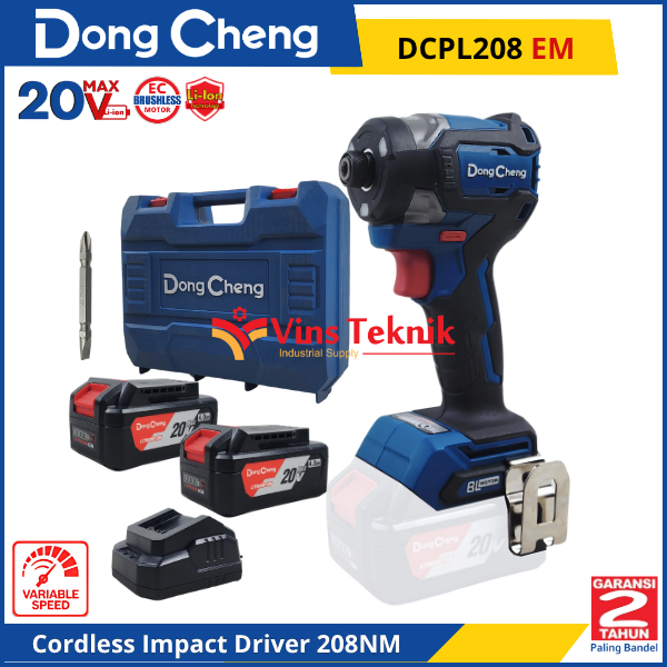 DONGCHENG DCPL208EM Mesin Bor Obeng Cordless Impact Driver 208NM 20V DCPL208 EM