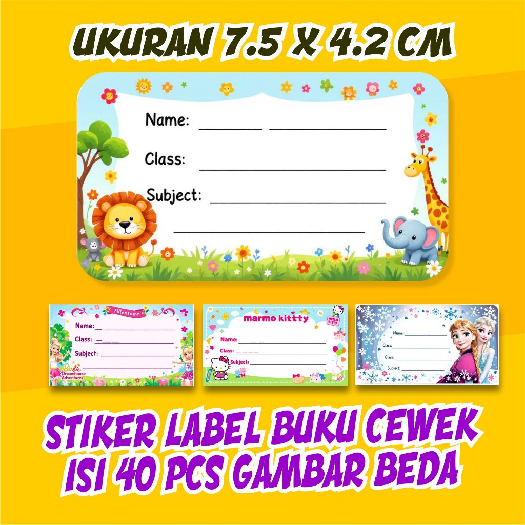 

Stiker Label Nama Buku CUSTOM NAMA – UKURAN 7,5×4,2 cm (40 Pcs) Anti Luntur & Warna Tajam