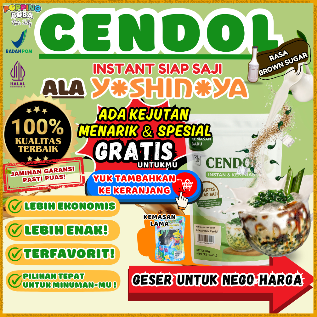 

JellyCendolKecebongAlaYoshinoyaCocokDengan TOFICO Sirup Sirop Syrup - Jelly Cendol Kecebong 500 Gram | Cocok Untuk Semua Jenis Minuman