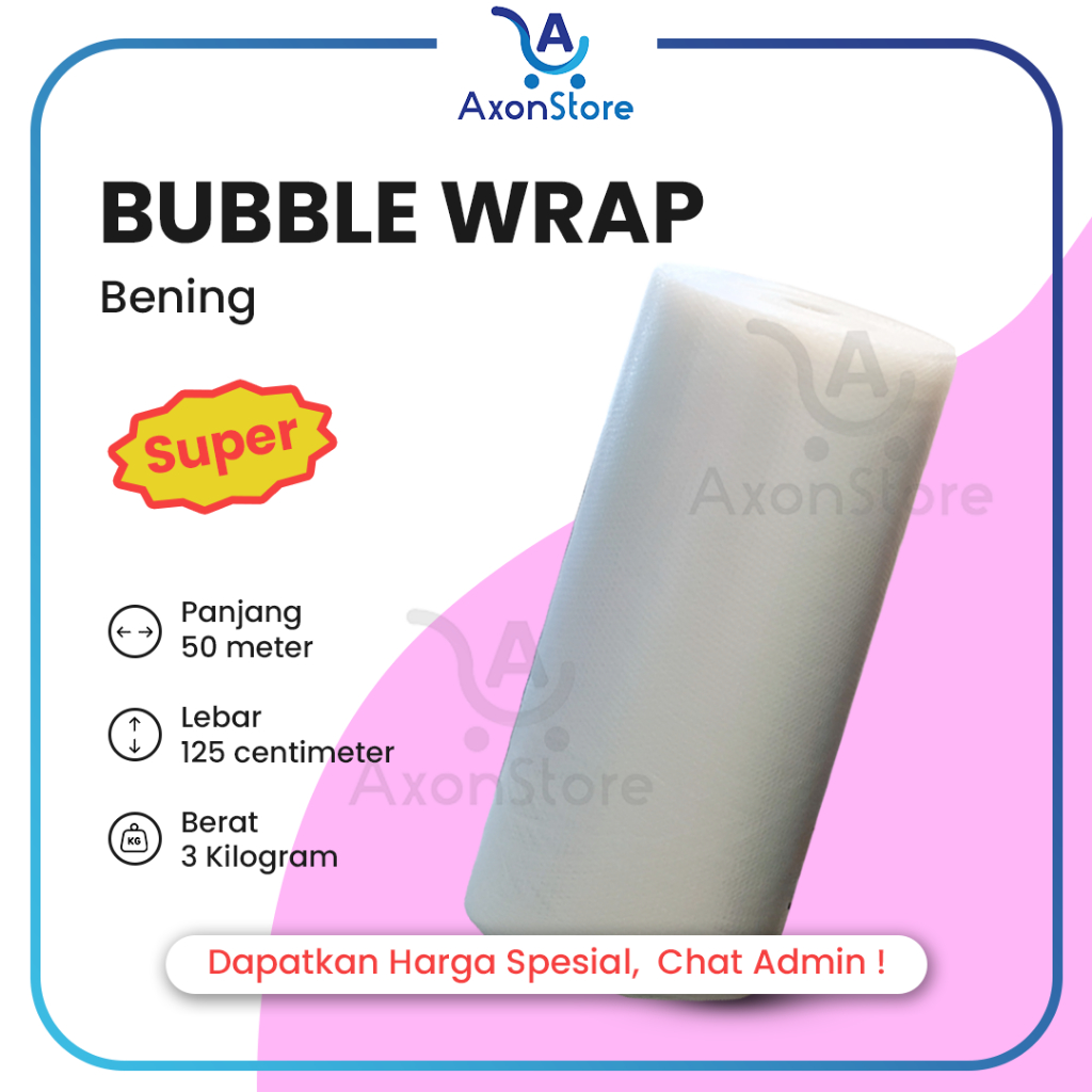 

Bubble Wrap BENING SUPER Bening 125cm x 50m 3kg Super Tebal Babel Wrapping Pack Eceran Murah Clear Grosir
