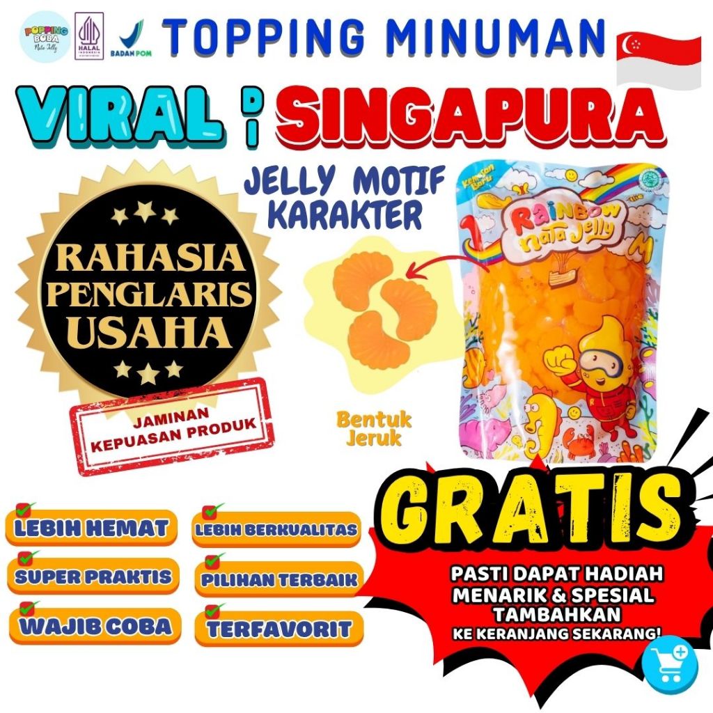 

Jelly Motif Karakter Topping Minuman - Jelly Bentuk Jeruk Cocok Untuk Semua Minuman | Popping Boba Meletus Pecah Dimulut Nata Jelly