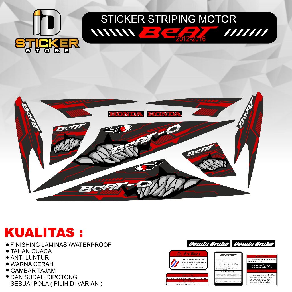 STRIPING HONDA BEAT MOTIF STICKER SHARK STIKER HIU VARIASI MODIFIKASI MOTOR