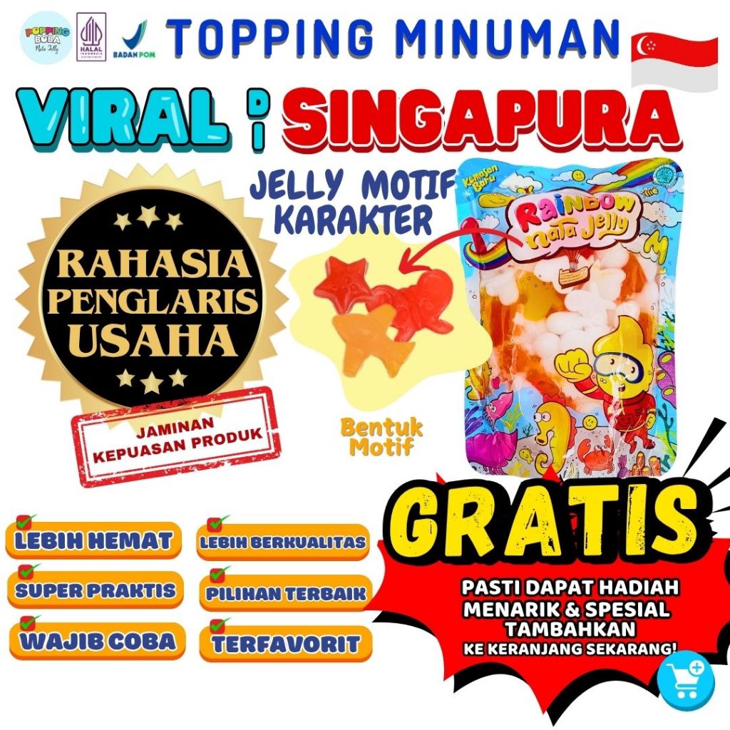 

Jelly Motif Karakter Topping Minuman - Jelly Bentuk Aneka Motif Karakter Cocok Untuk Semua Minuman | Popping Boba Meletus Pecah Dimulut Nata Jelly