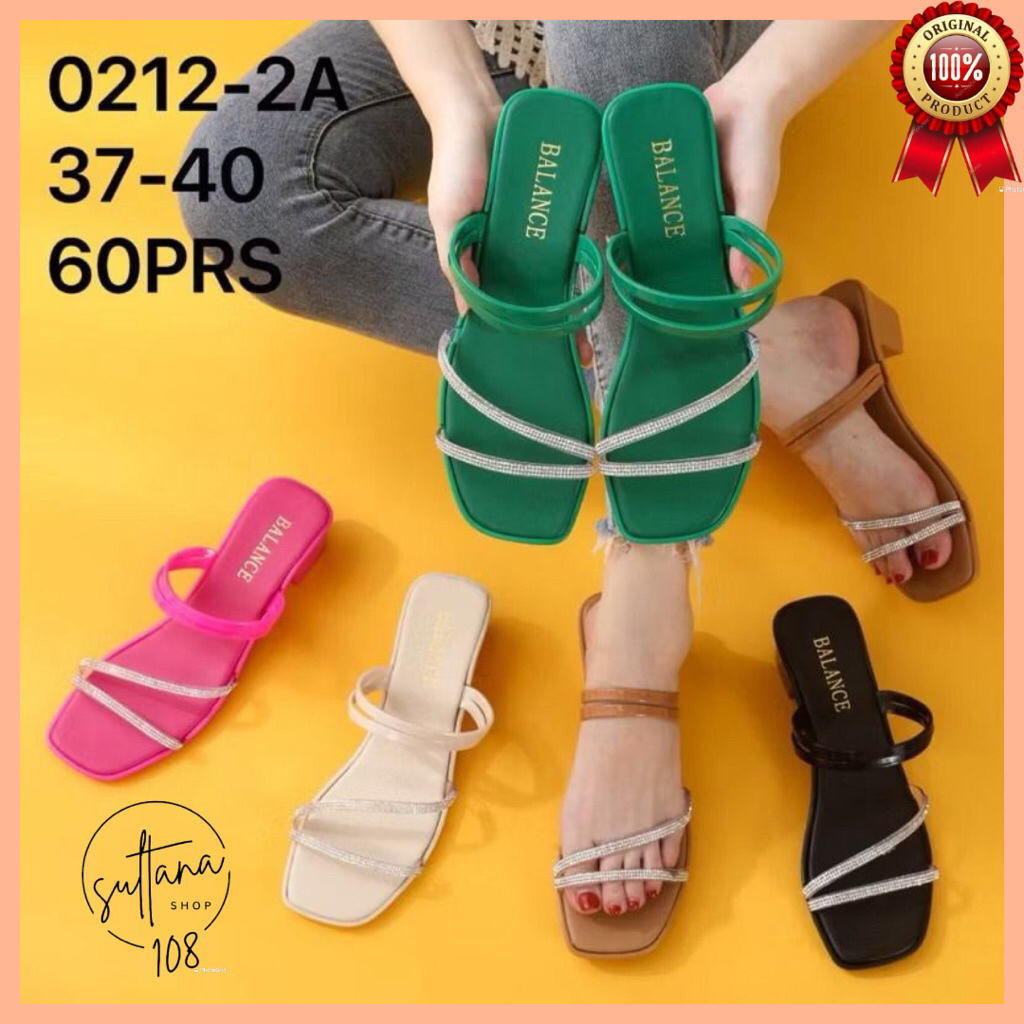 Sandal Jelly Balance 0212 Sandal Slop ZigZag Mutiara Hak Kotak Terbaru.