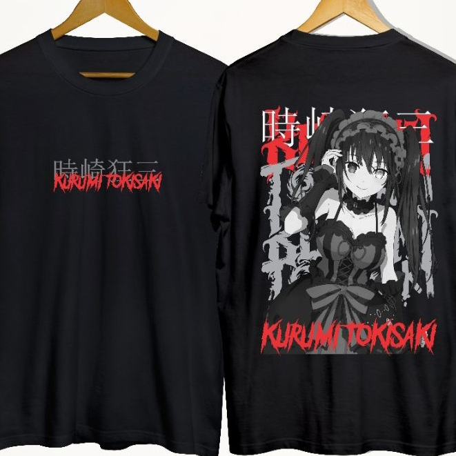 Kaos Kurumi Tokisaki Bahan Cotton Combed 24s