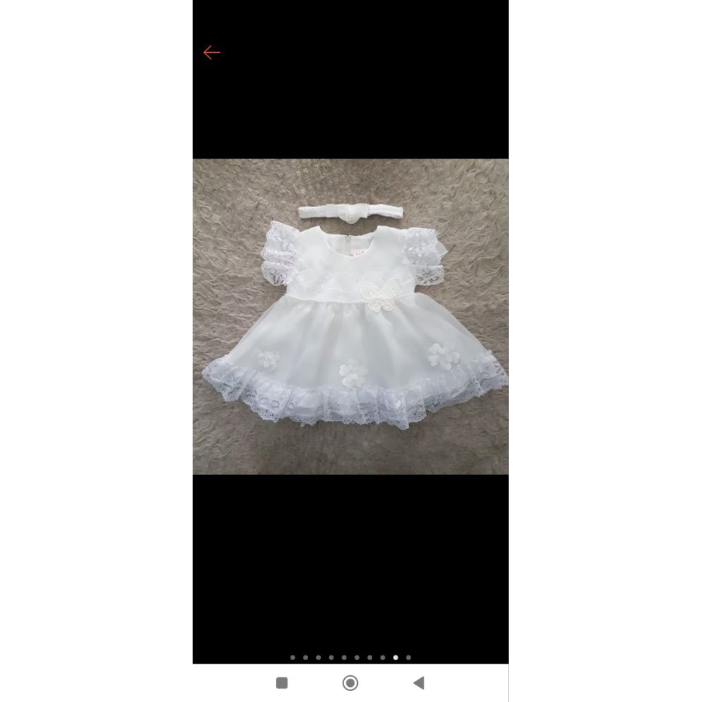 Baju bayi perempuan Dress pesta putih 0-6 bulan
