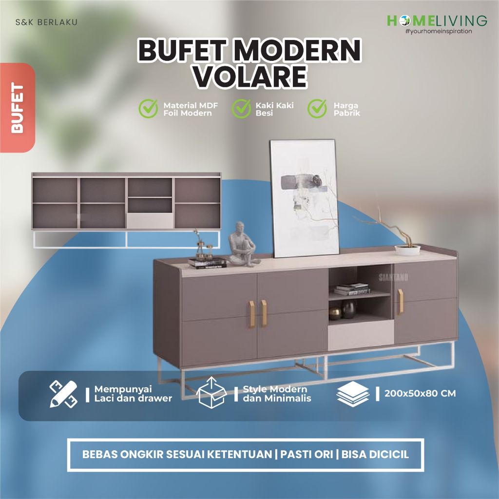 HOMELIVING-Buffet siantano volare/buffet tv/meja tv/rtv ruang tamu