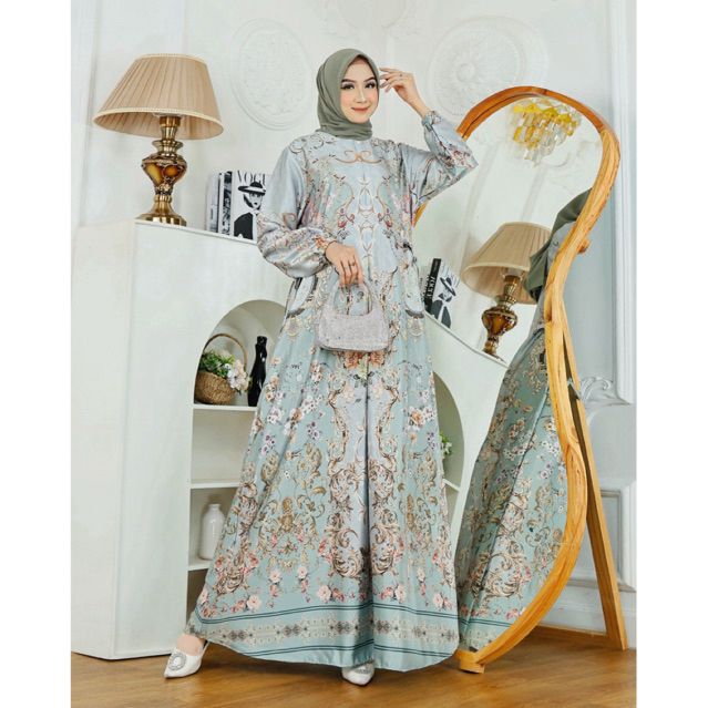 OZEA | big size jumbo ld120 gamis wanita dress silk premium | pesta mewah elegan