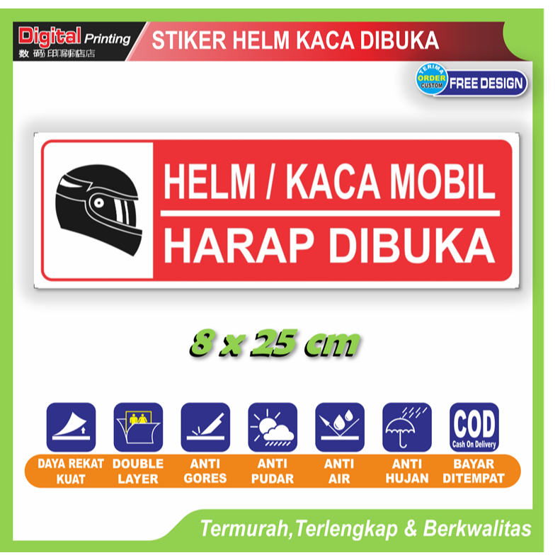 

Stiker tulisan helm / kaca mobil harap dibuka sticker prosedur keamanan pengunjung kantor komplek