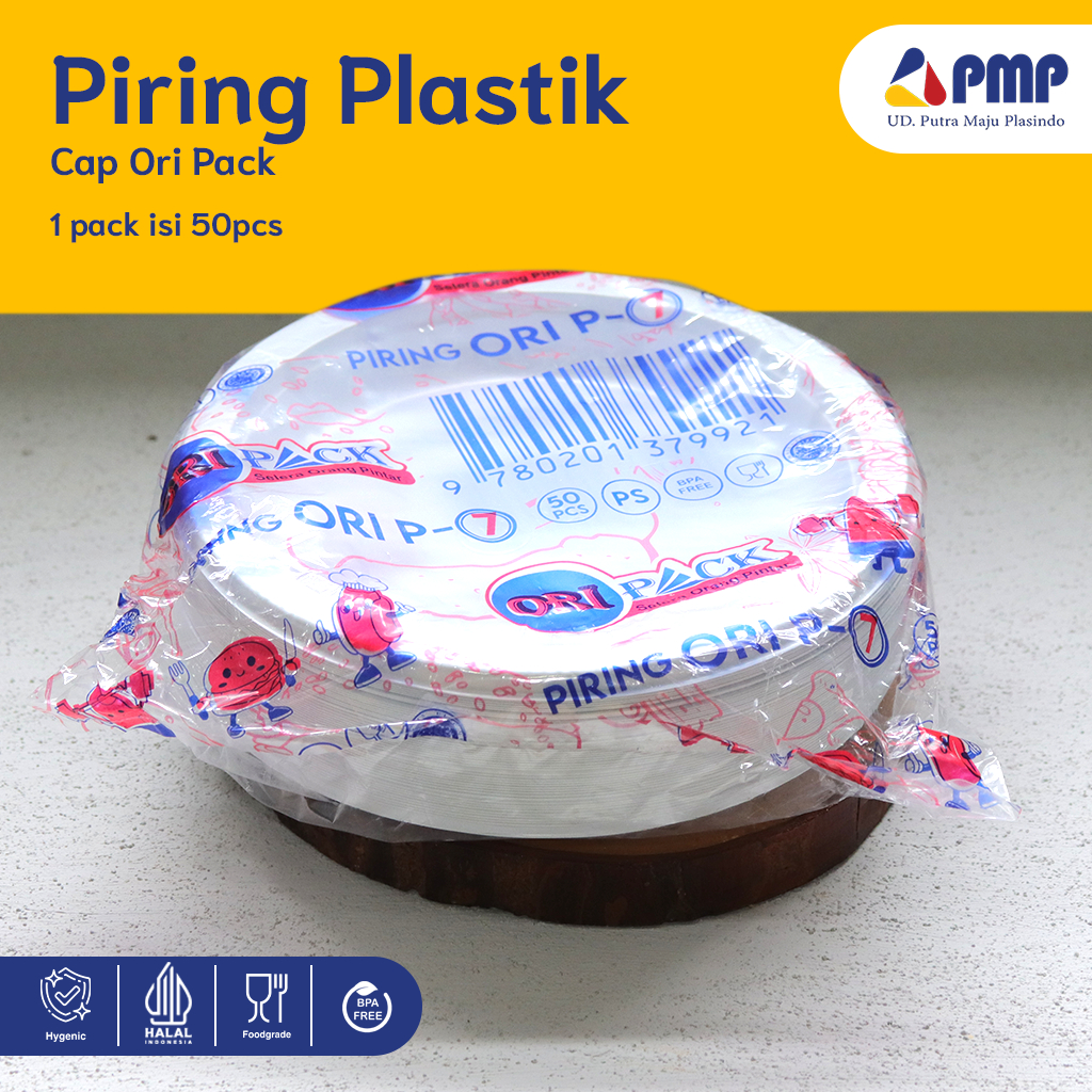 (50 PCS)Piring Plastik Merk Ori Pack/Tebal Dan Tahan Panas/Food Grade
