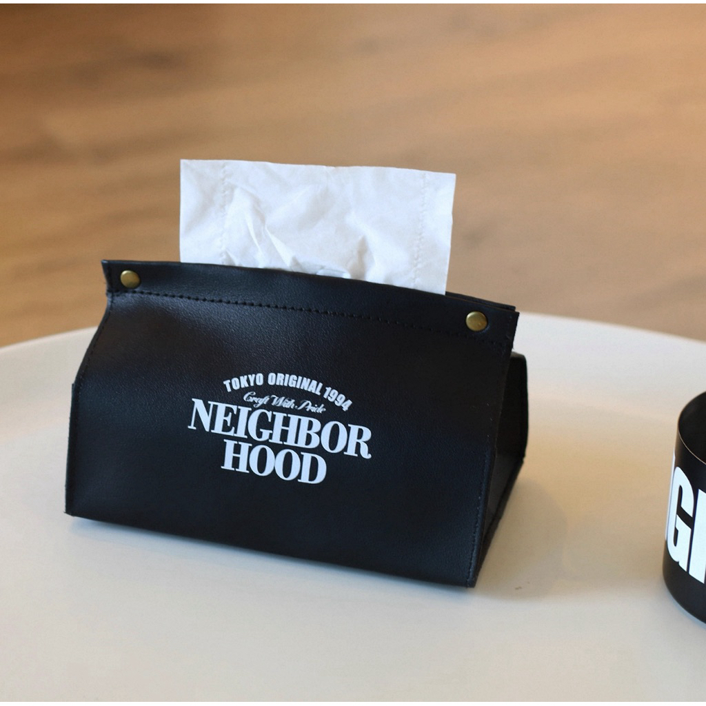 NEIGHBORHOOD TISSUE BLACK POUCH TEMPAT TISU KULIT HITAM CAMPING BERKEMAH