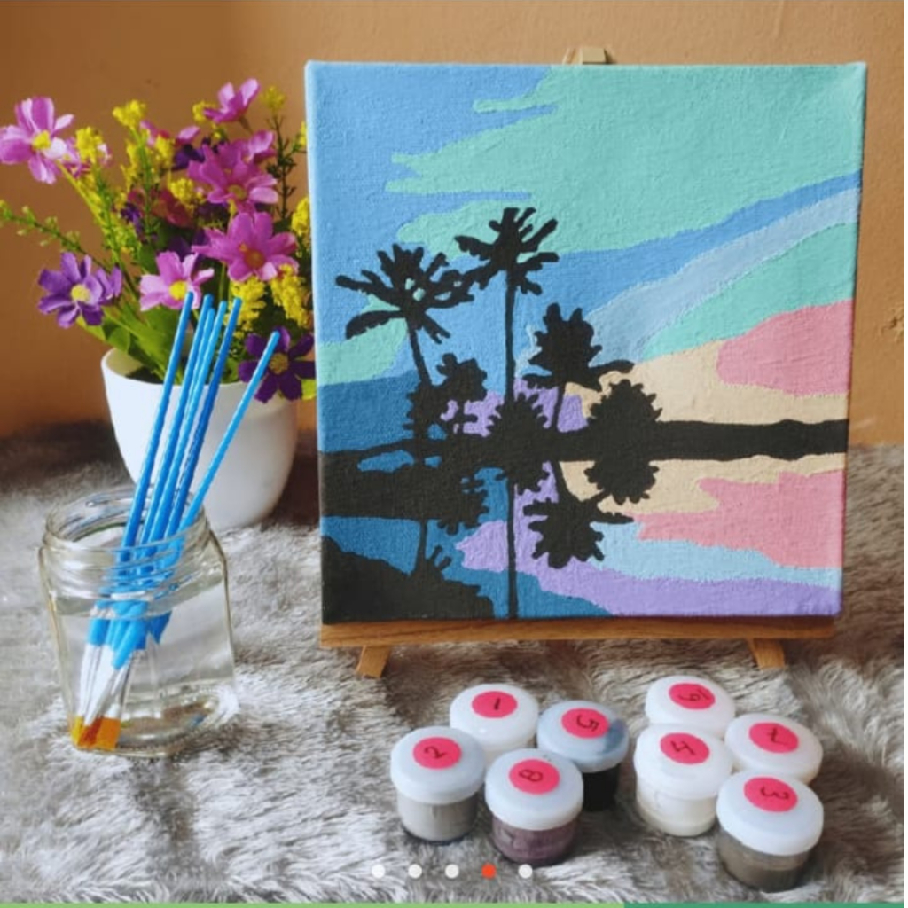 

Paint by Number Pemandangan Alam Laut Natural Sea - DIY Kit Melukis Kanvas 20x20 cm Lengkap Frame - Siap Lukis / Canvas Painting Kit