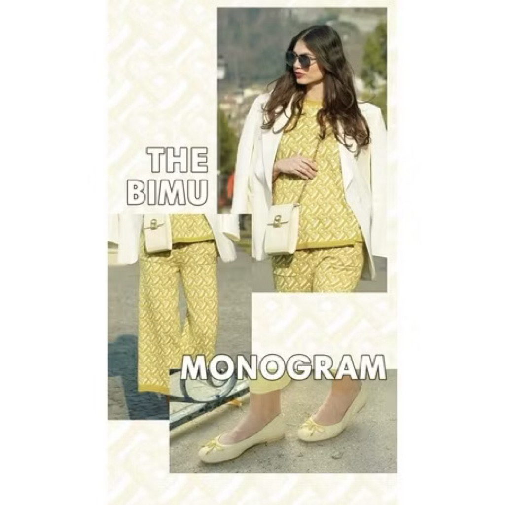 preloved set Buttonscarves bimu monogram