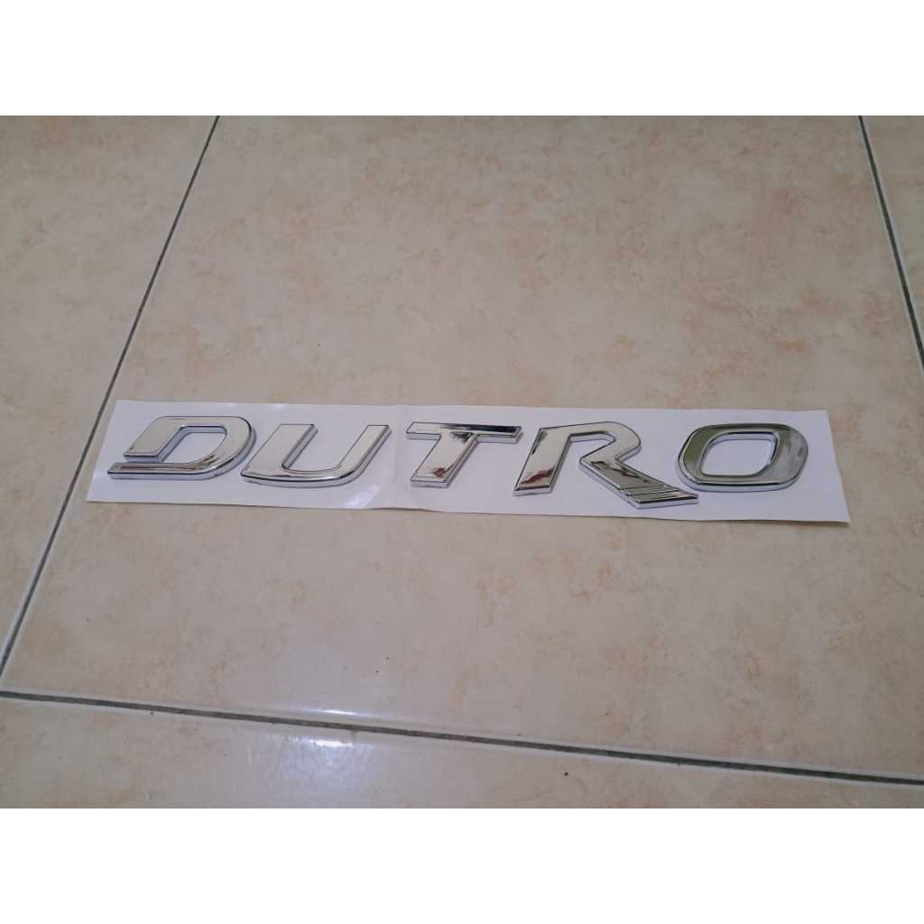 Emblem dutro timbul chrome / emblem tulisan dutro di kap mesin sudah ada prekatnya/emblem hino dutro