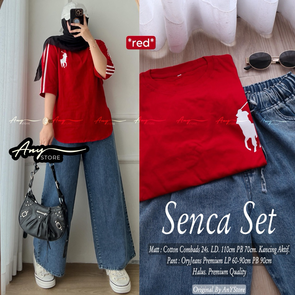 SENCA SET BY ANY SETELAN CELANA JEANS WANITA ONE SET KULOT JEANS