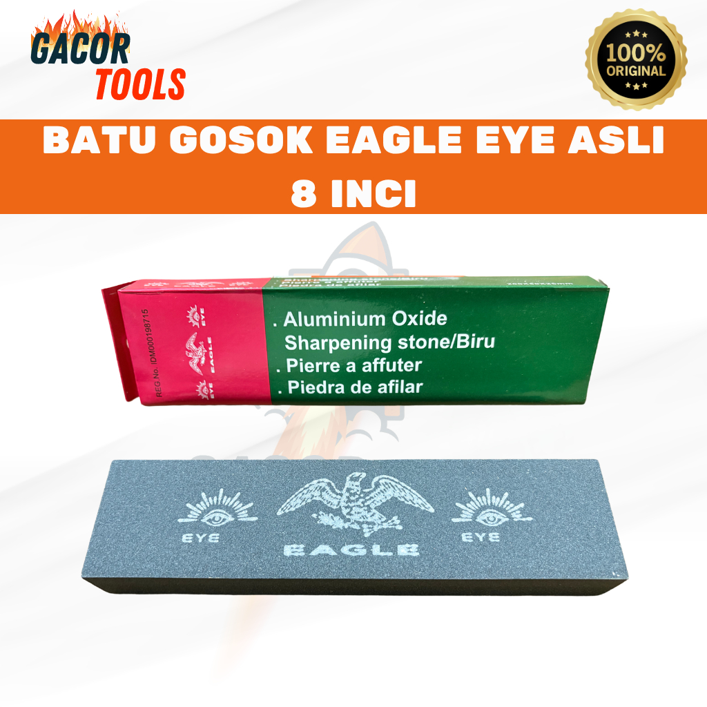 Batu Asah Gosok 8 Inch EAGLE / Batu Asahan / Batu Gosok CAP MATA EAGLE Asli / Batu Gosok Eagle Eye /