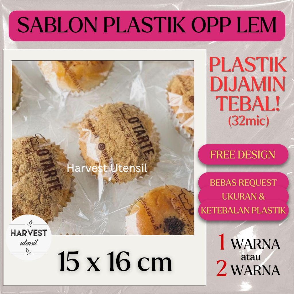 (15x16) Sablon Plastik OPP Lem Roti Kue Cookies Makanan Aksesoris Tebal