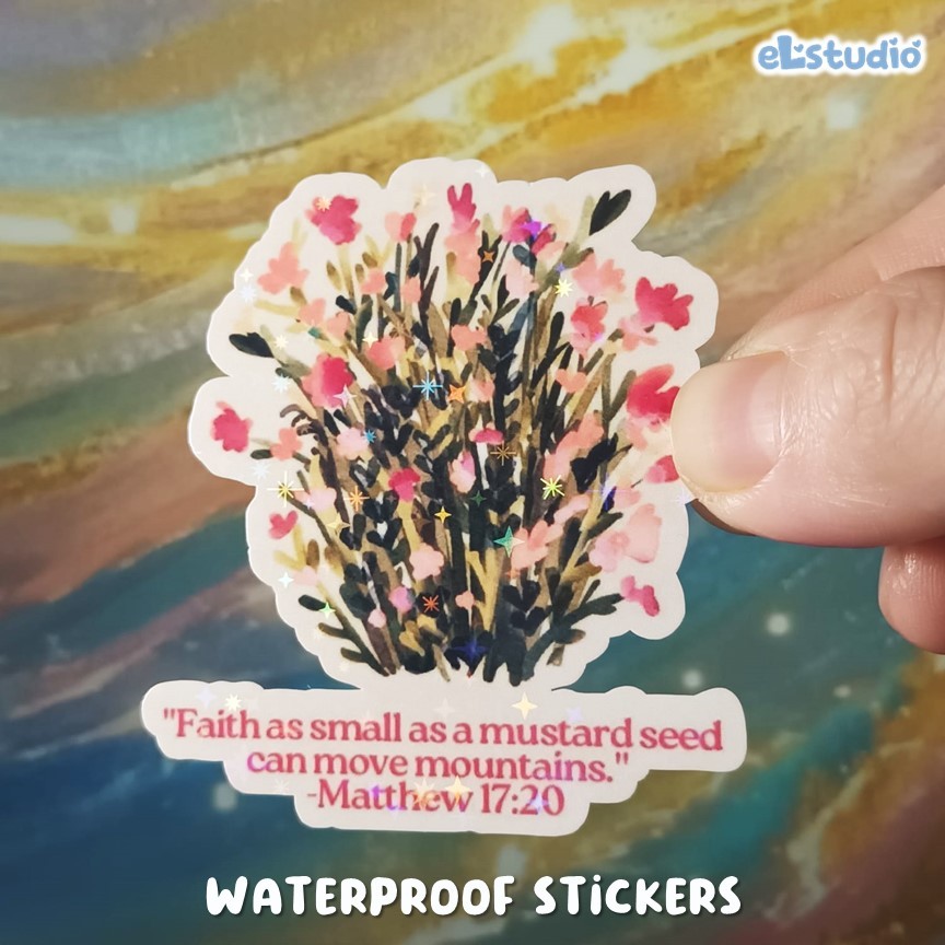 

Faith as Small as A Mustard Seed can move mountains - Vinyl Glitter Sticker Gospel Waterproof - ELSTUDIO Sticker VINYL Laptop tahan air
