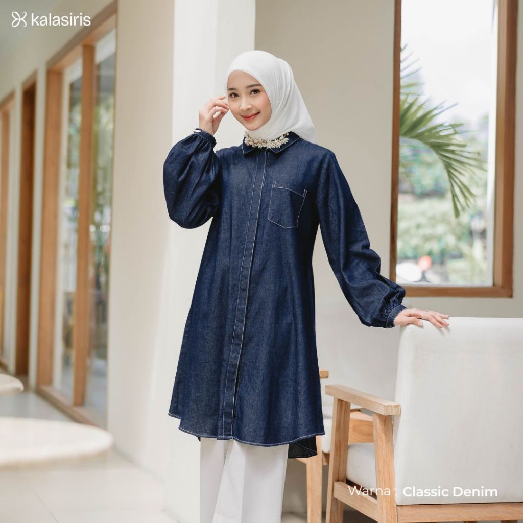 LAZA DENIM TUNIK BY KALASIRIS, TUNIK DENIM, TUNIK WARNA DENIM PREMIUM