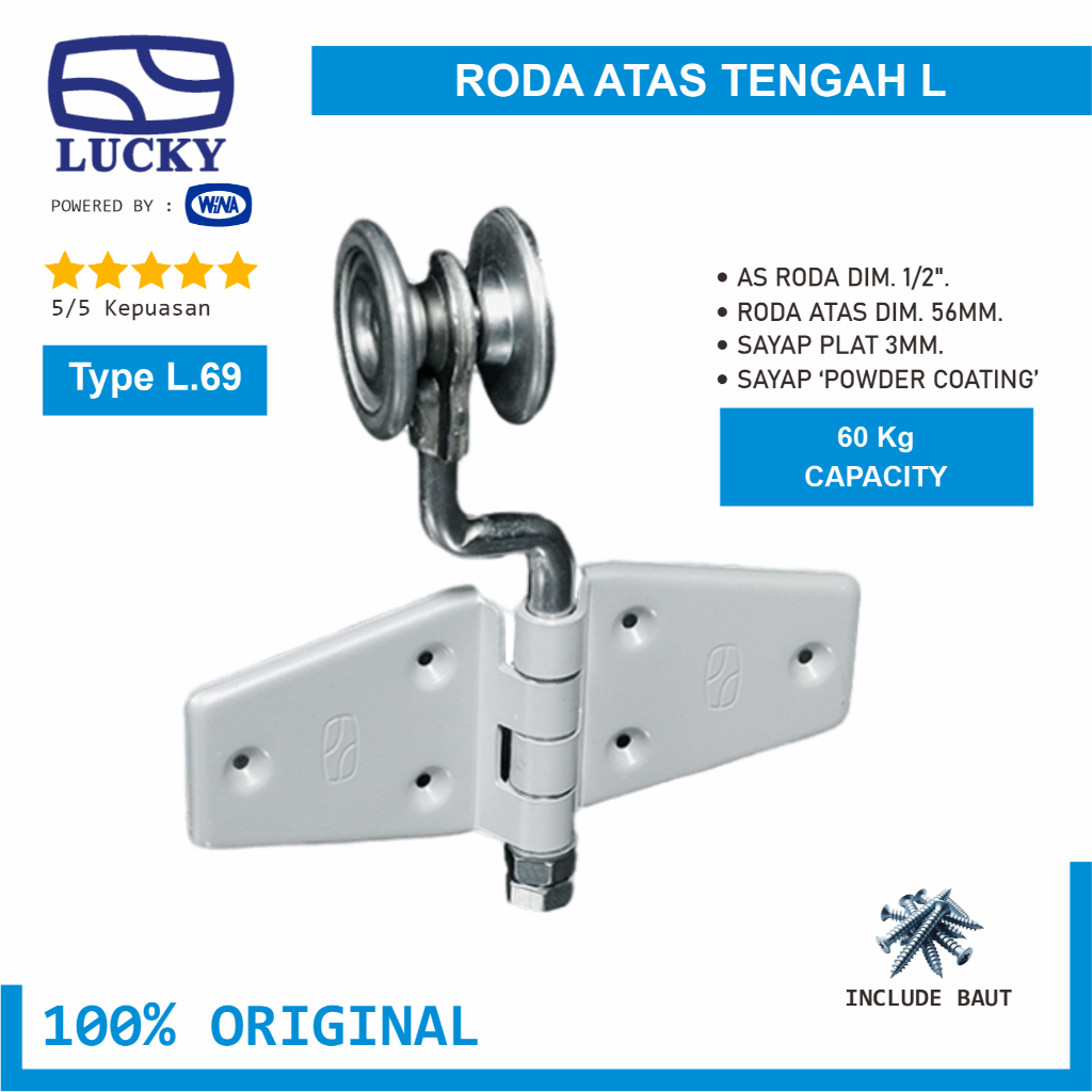 Roda Atas Tengah L Lucky L69 Engsel Pintu Garasi Tikung dan Lipat - 100% Original