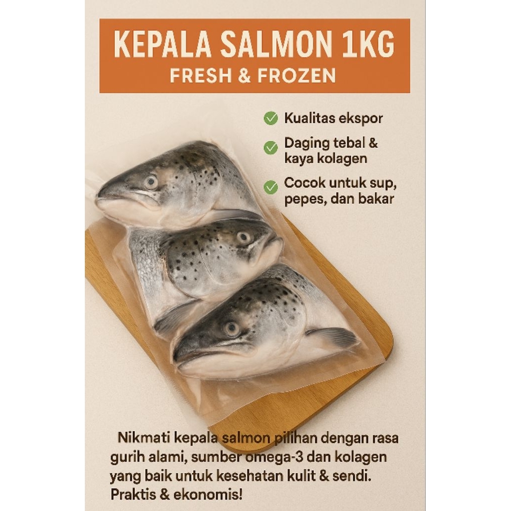 

KEPALA SALMON 1KG FRESH , SALMON HEAD