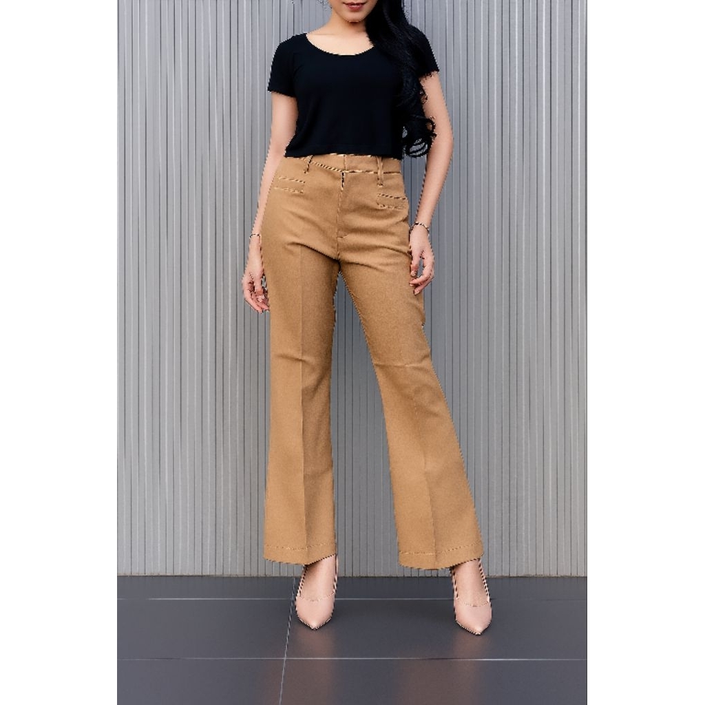 Kylie Cutbray Highwaist Pants - Celana Kulot Cutbray Wanita Panjang  Pinggang Tanpa Karet