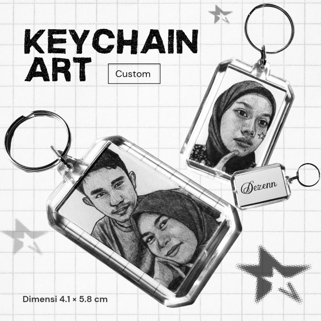 Keychain art custom sketsa wajah