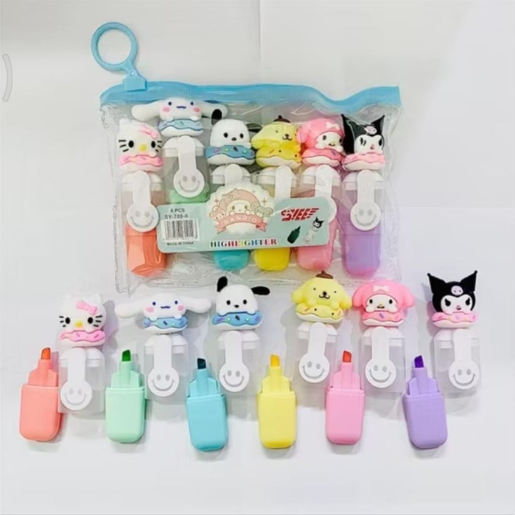 

1 pak isi 6pcs Stabilo Karakter/ 6pcs warna pastel Highlighter