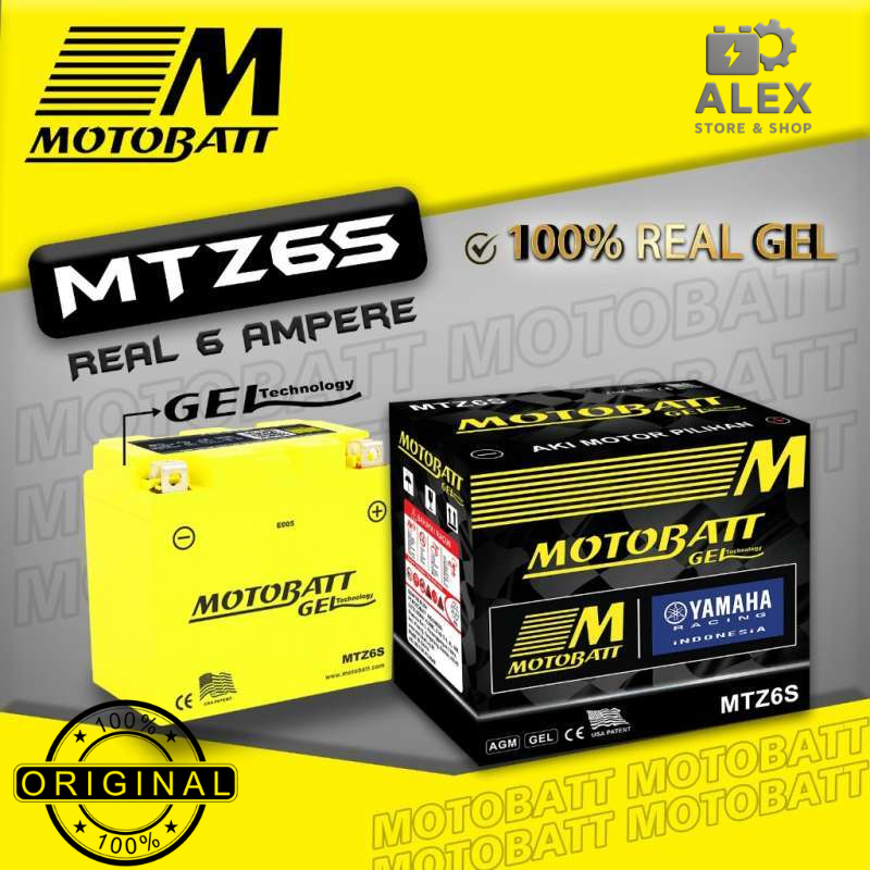Aki Motor Gel Motobatt MTZ6S 12V 6Ah Original – Aki Beat Street, Vario 125, Scoopy, Mio M3
