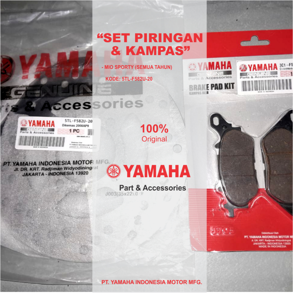 Set Kampas Rem + Piringan Depan 5TL Yamaha Original – 5TL-F582U-20 & 3C1-F5805-10 | Mio Sporty Nmax