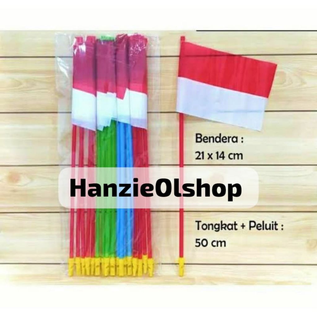 SEPAK BENDERA PLASTIK PLUIT isi 10 bendera tangkai bendera plastik bendera pluit bendera merah putih