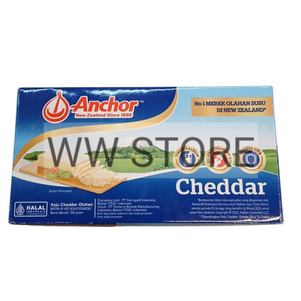 

Keju olahan halal MUI Anchor New Zealand Cheddar Cheese 150g
