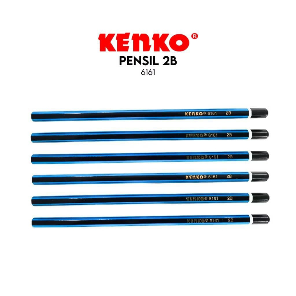 

pensil 2B Kenko 6161 pencil biru strip hitam kayu murah bagus